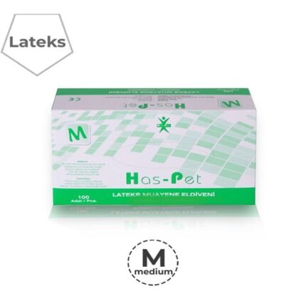 Has-Pet Beyaz Lateks  Muayene Eldiveni Medium 100 Adet